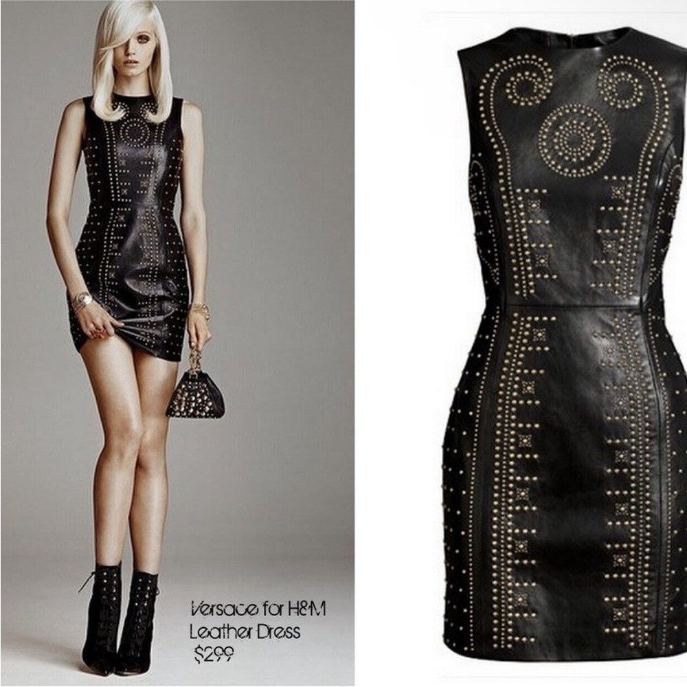 VERSACE H&M Women Leather 100% Authentic Dress Size EUR 36 US 6